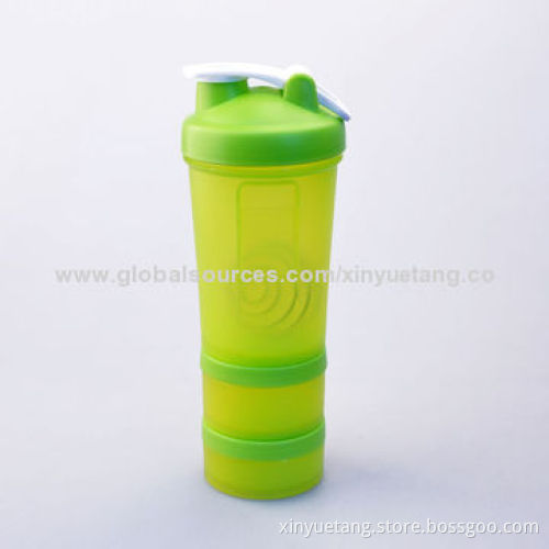 450mL BPA-free Plastic Protein Shaker Bottle with Pill Box, 21.5x9cm SizeNew